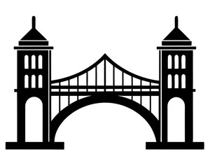 Bridge Vector Illustration & Silhouette SVG | Architectural Bridge Clipart for Crafts