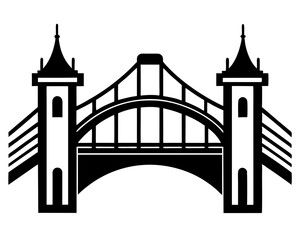 Bridge Vector Illustration & Silhouette SVG | Architectural Bridge Clipart for Crafts