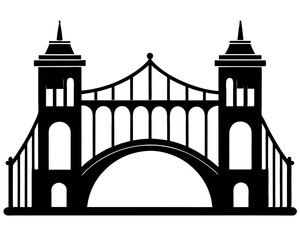 Bridge Vector Illustration & Silhouette SVG | Architectural Bridge Clipart for Crafts