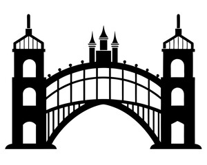 Bridge Vector Illustration & Silhouette SVG | Architectural Bridge Clipart for Crafts