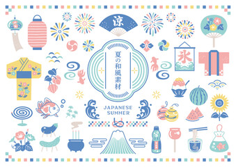 Fototapeta premium 夏の和風素材セット 