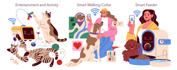 Pet Gadgets. Flat Vector Illustration