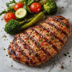 grilled steak with vegetables