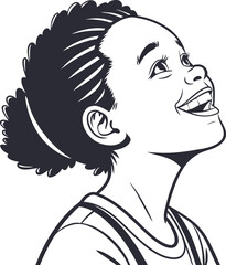 African Vector Girl Illustration With Happy Face