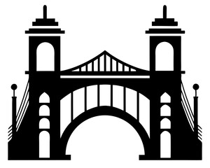 Bridge Vector Illustration & Silhouette SVG | Architectural Bridge Clipart for Crafts