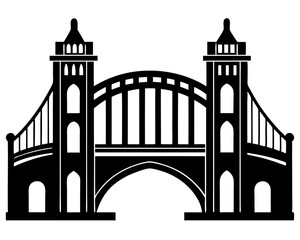 Bridge Vector Illustration & Silhouette SVG | Architectural Bridge Clipart for Crafts