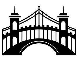 Bridge Vector Illustration & Silhouette SVG | Architectural Bridge Clipart for Crafts