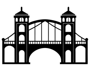 Bridge Vector Illustration & Silhouette SVG | Architectural Bridge Clipart for Crafts