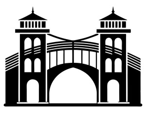 Bridge Vector Illustration & Silhouette SVG | Architectural Bridge Clipart for Crafts