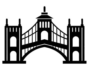 Bridge Vector Illustration & Silhouette SVG | Architectural Bridge Clipart for Crafts