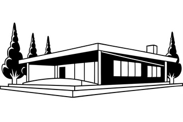 Minimal Vector Line Art of House | Black and White Home Illustration | Logo Icon Clipart Design