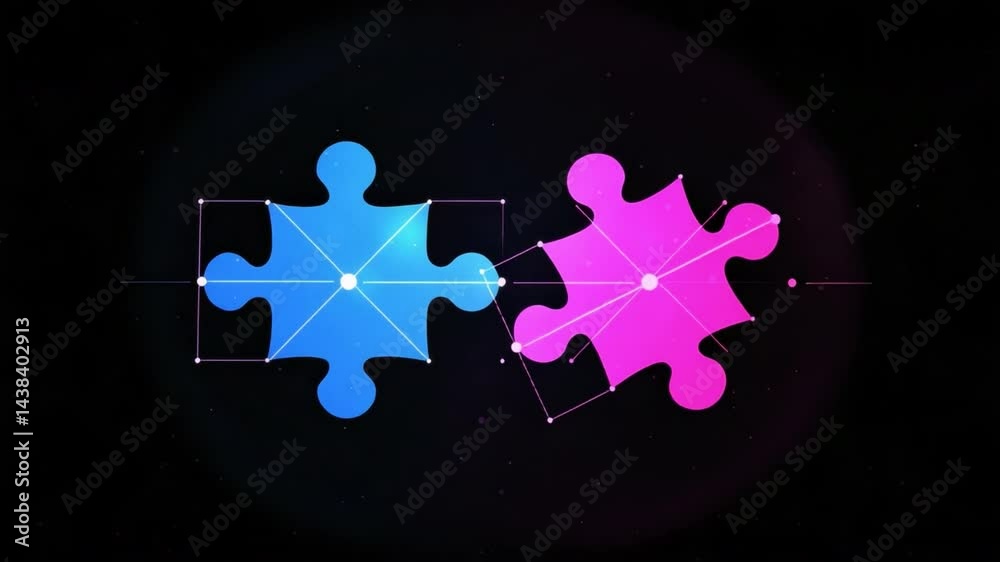 Wall mural colorful puzzle pieces against dark background representing unity, creativity, and problem solving i