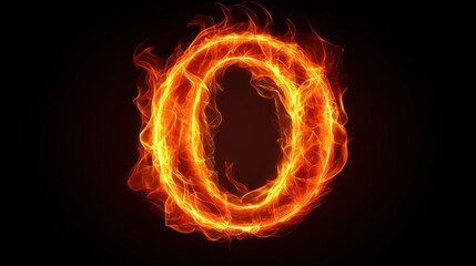 Fototapeta premium Fiery letter O, dark background, abstract design, website banner