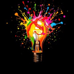 light bulb with colorful light