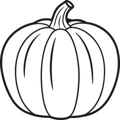 pumpkin line art, black outline, vector and illustration, coloring book page line art drawing