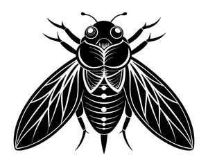 Cicada Vector Illustration | Cicada Silhouette SVG Design for Nature Crafts