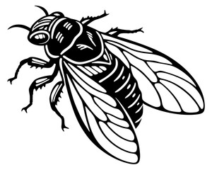 Cicada Vector Illustration | Cicada Silhouette SVG Design for Nature Crafts