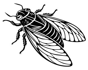 Cicada Vector Illustration | Cicada Silhouette SVG Design for Nature Crafts
