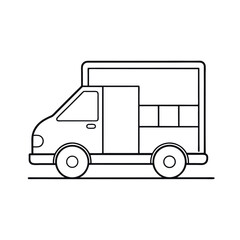 Simple Box Truck Line Art Vector Drawing