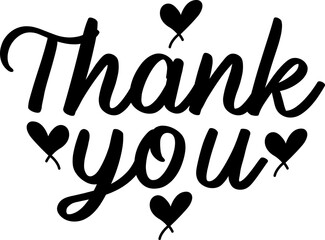 Thank you typography design on plain white transparent isolated background for card, shirt, hoodie, sweatshirt, apparel, tag, mug, icon, poster or badge