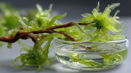 Cladophora algae close-up showcasing intricate structure near hydration serum extract
