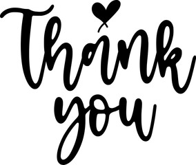 Fototapeta premium Thank you typography design on plain white transparent isolated background for card, shirt, hoodie, sweatshirt, apparel, tag, mug, icon, poster or badge