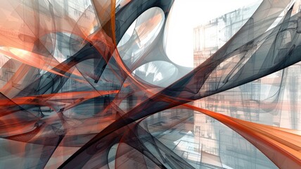 Fototapeta premium Mysterious structure in abstract science fiction style. Colorful color line shading express weird shape of building in digital construction concept perfect for futuristic architecture design. AIG53.