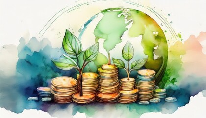 ethical social impact investing sustainable financial growth watercolor style