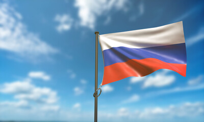 federation Russia flag red white blue color waving copy space blue sky cloud white background wallpaper june month 1 2 twelve day date russian national country moscow orthodox russia kremlin patriotic