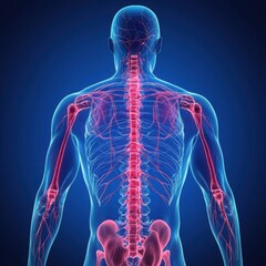 Detailed Anatomical Illustration of Human Spine and Nervous System