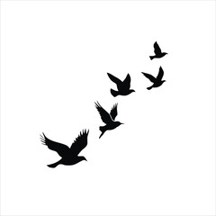 Abstract Vector Logo Icon Illustration - Soaring Bird Silhouettes