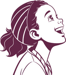 Silhouette of a African girl With Smile Face In White Background