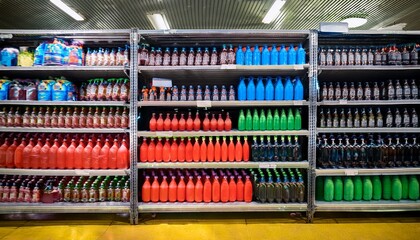 cases of bodyarmor brand sport superdrink plastic bottles for sale at a california local wholesale store shelf