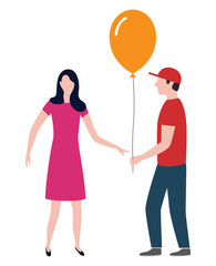 man and woman with air balloon icon