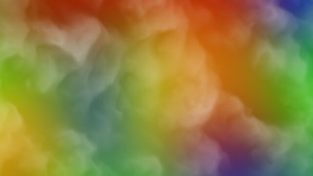 Rainbow smoke swirls across the canvas, blending vibrant colors into a mesmerizing dreamscape