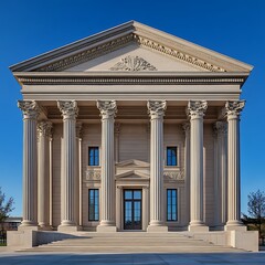 Obraz premium Elegant architectural design with neoclassical columns and detailed structure high resolution picture