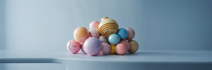 Pastel Sphere Cluster on Minimalist Background