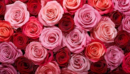 Fototapeta premium beautiful pink and red roses background close up