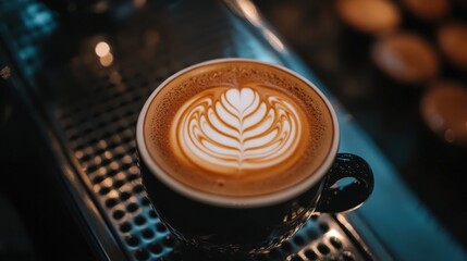 Latte Art Coffee Cup. Indulge in Flavor and Beautiful Design Coffee Moment