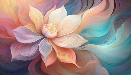 Fototapeta premium digital illustration of a colorful flower with soft pastel tones and flowing lines
