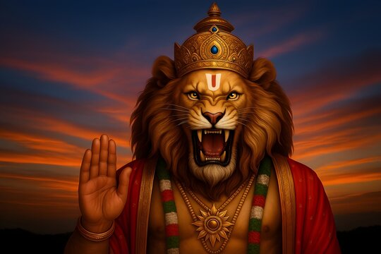 Portrait of narasimha for narasimha jayanti celebration.