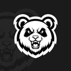 Angry panda mascot esport logo vector