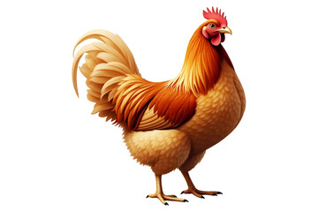 Fototapeta premium Full-body view of a brown hen standing alone on a transparent background.