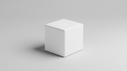Naklejka premium A white cube on a gray background.