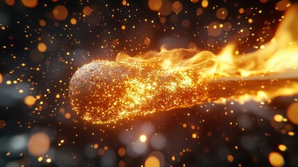 Burning match. Bright sparks in the dark