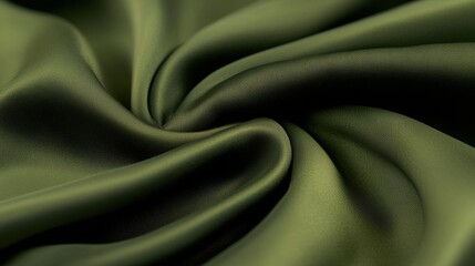 Obraz premium A close-up view of a piece of dark green satin fabric, showcasing its smooth, flowing texture and the way it drapes.