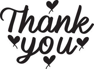 Thank you typography design on plain white transparent isolated background for card, shirt, hoodie, sweatshirt, apparel, tag, mug, icon, poster or badge