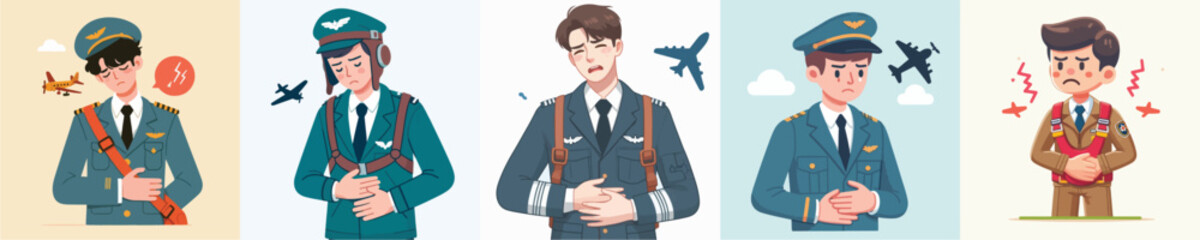 pilot character vector having stomachache