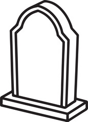 headstone line art, black outline, vector and illustration, coloring book page line art drawing