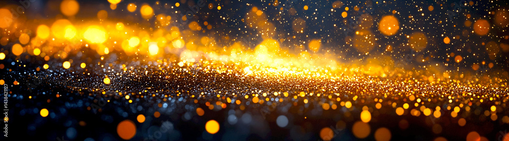 Fototapete Shimmering Golden Glitter Background with Bokeh Effect in Soft Focus for Stunning Visuals : Generative AI